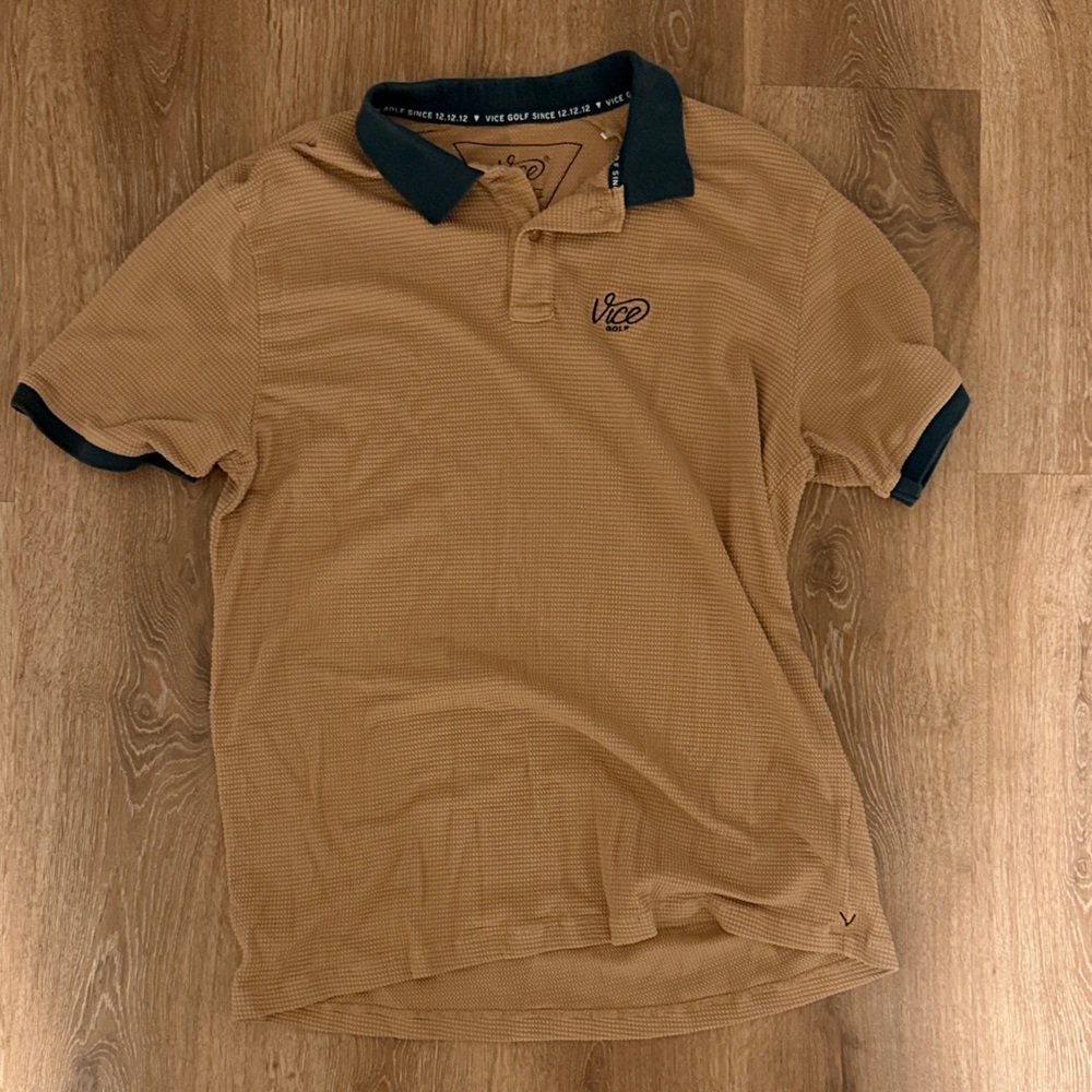 Vice Golf Men's Tan Polo Shirt